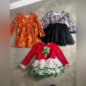Lot of toddler girl 3T holiday dresses Halloween Christmas set of 3